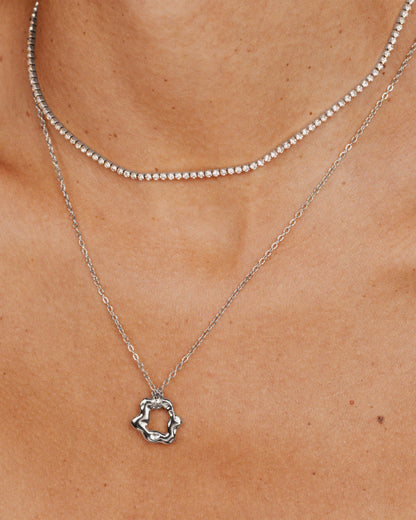 Melting Donut Necklace Silver