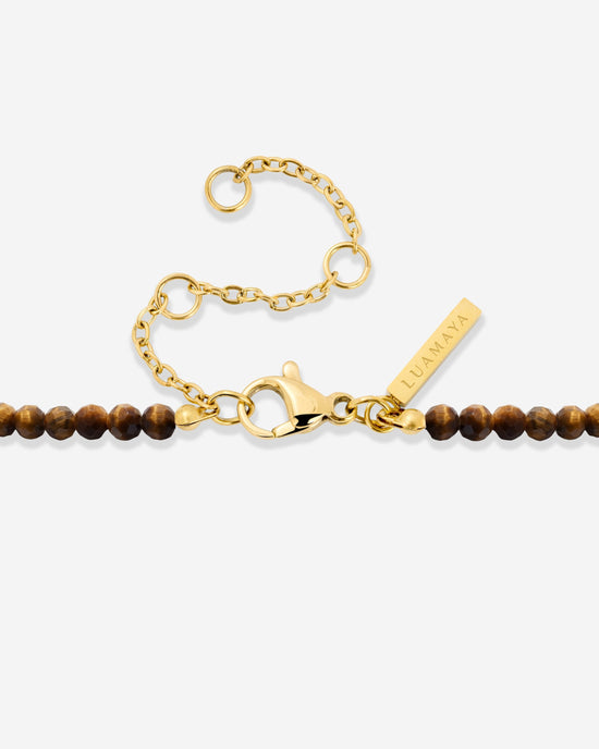 Tiger's Eye Bead Necklace Gold