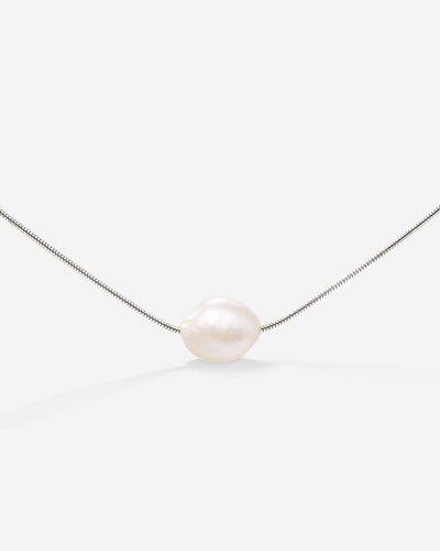 Minimalist Pearl Choker Silver