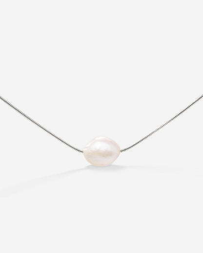 Minimalist Pearl Choker Silver