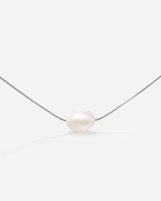 Minimalist Pearl Choker Silver