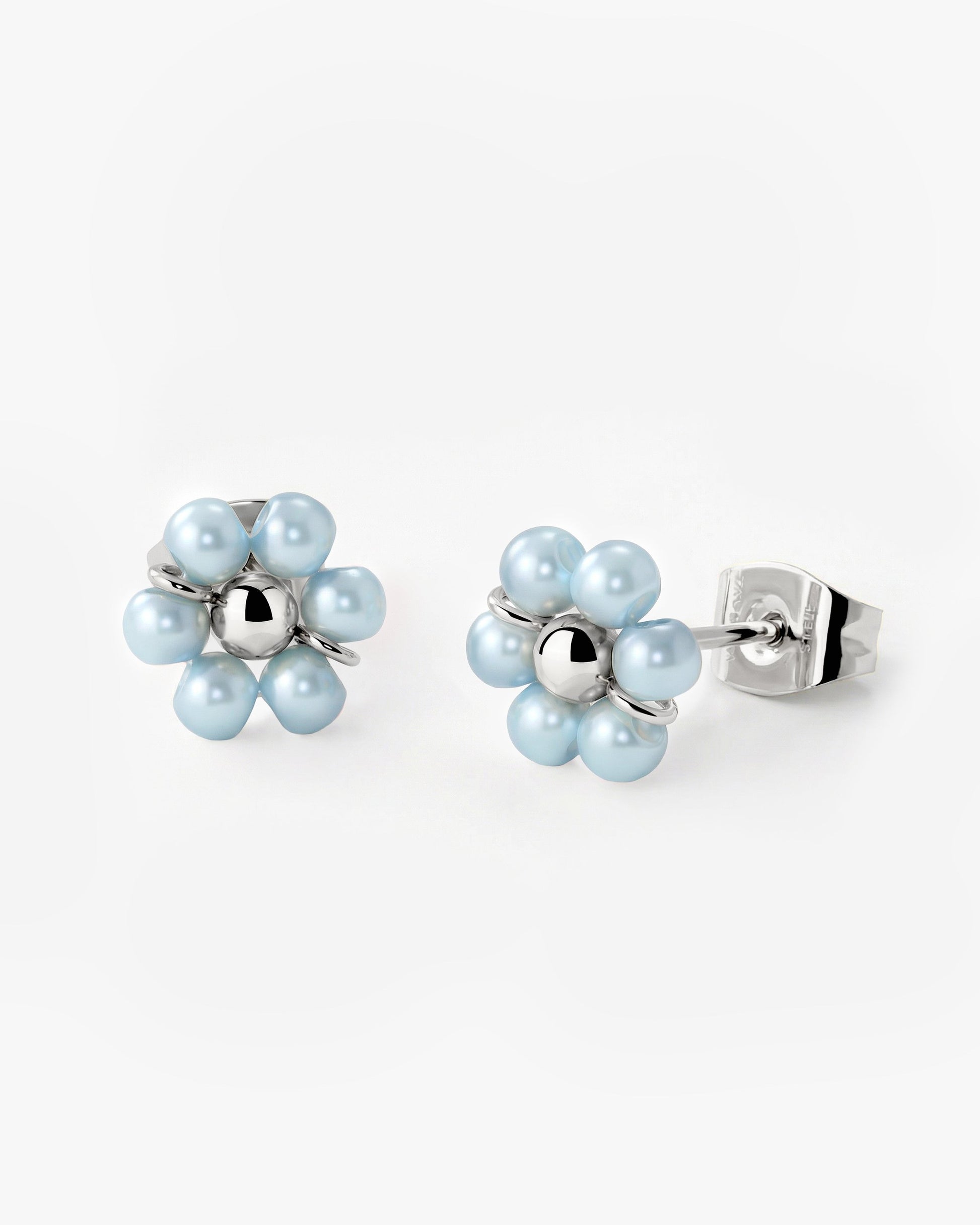 Forever Blue Daisy Studs Silver