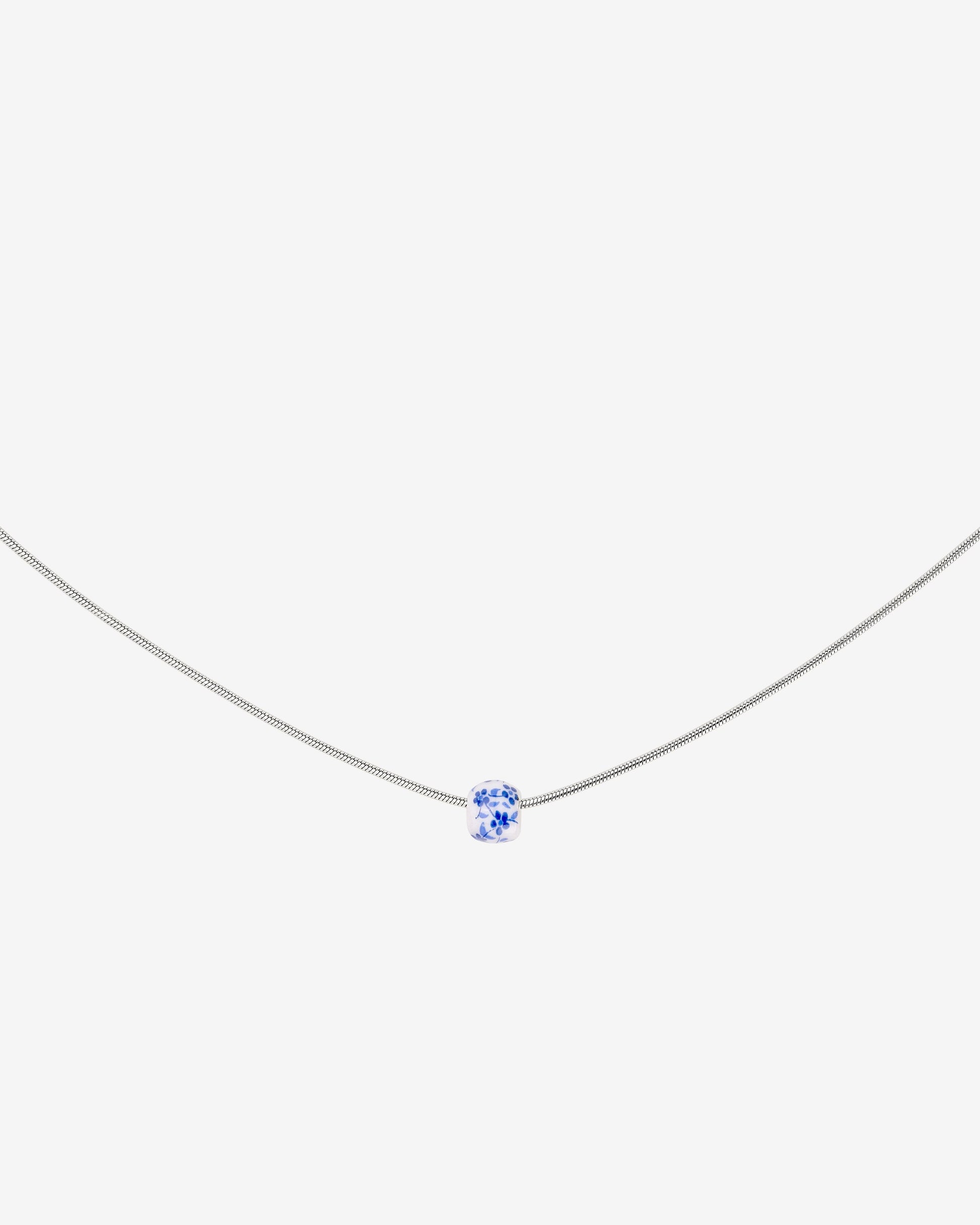 Flower Tile Necklace Silver