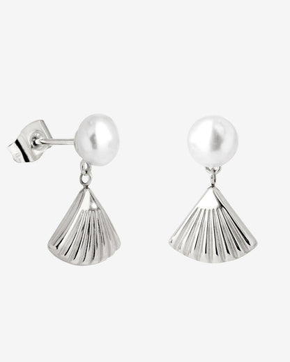 Pearl & Fan Studs Silver