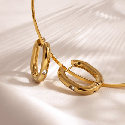 Sparkle Oval Hoops Medium Silver