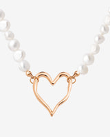 Melting Heart Pearl Necklace Rose Gold
