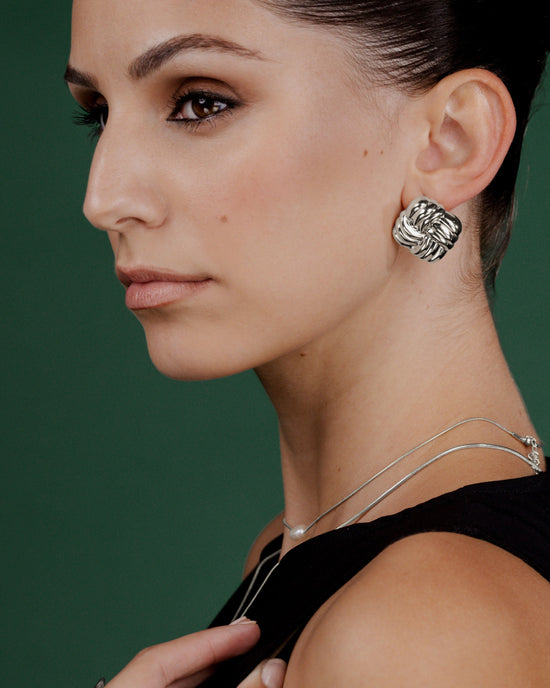 Granny Button Studs Large Silver