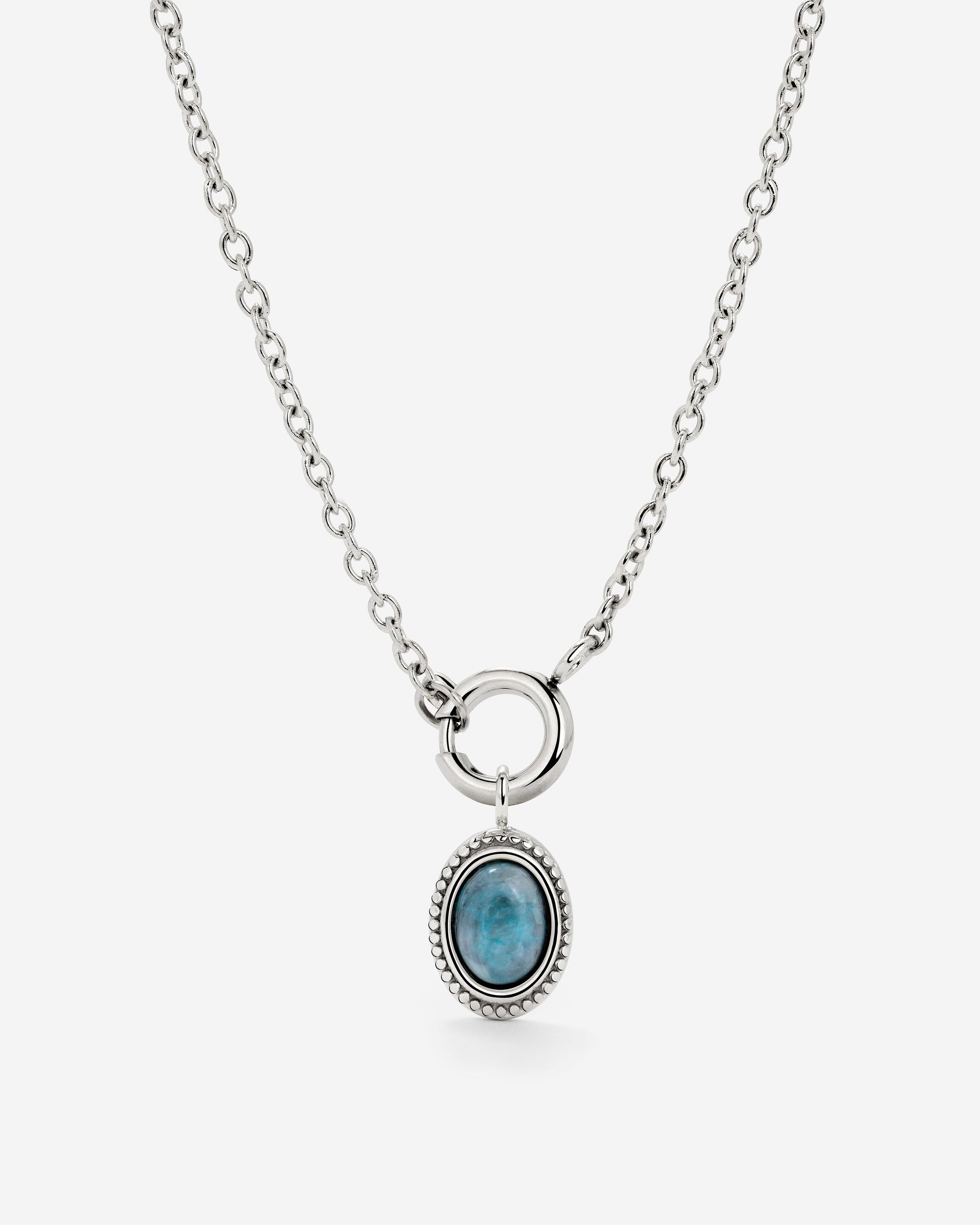 Ocean Agate Classic Chain Necklace Set Silver