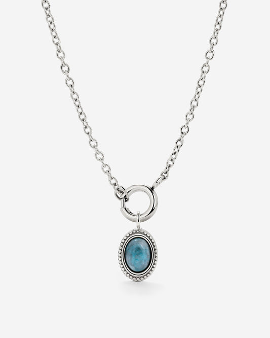 Ocean Agate Classic Chain Necklace Set Silver
