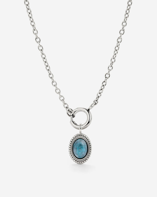 Ocean Agate Classic Chain Necklace Set Silver