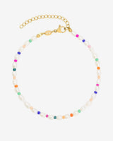Rainbow Pearl Anklet Gold