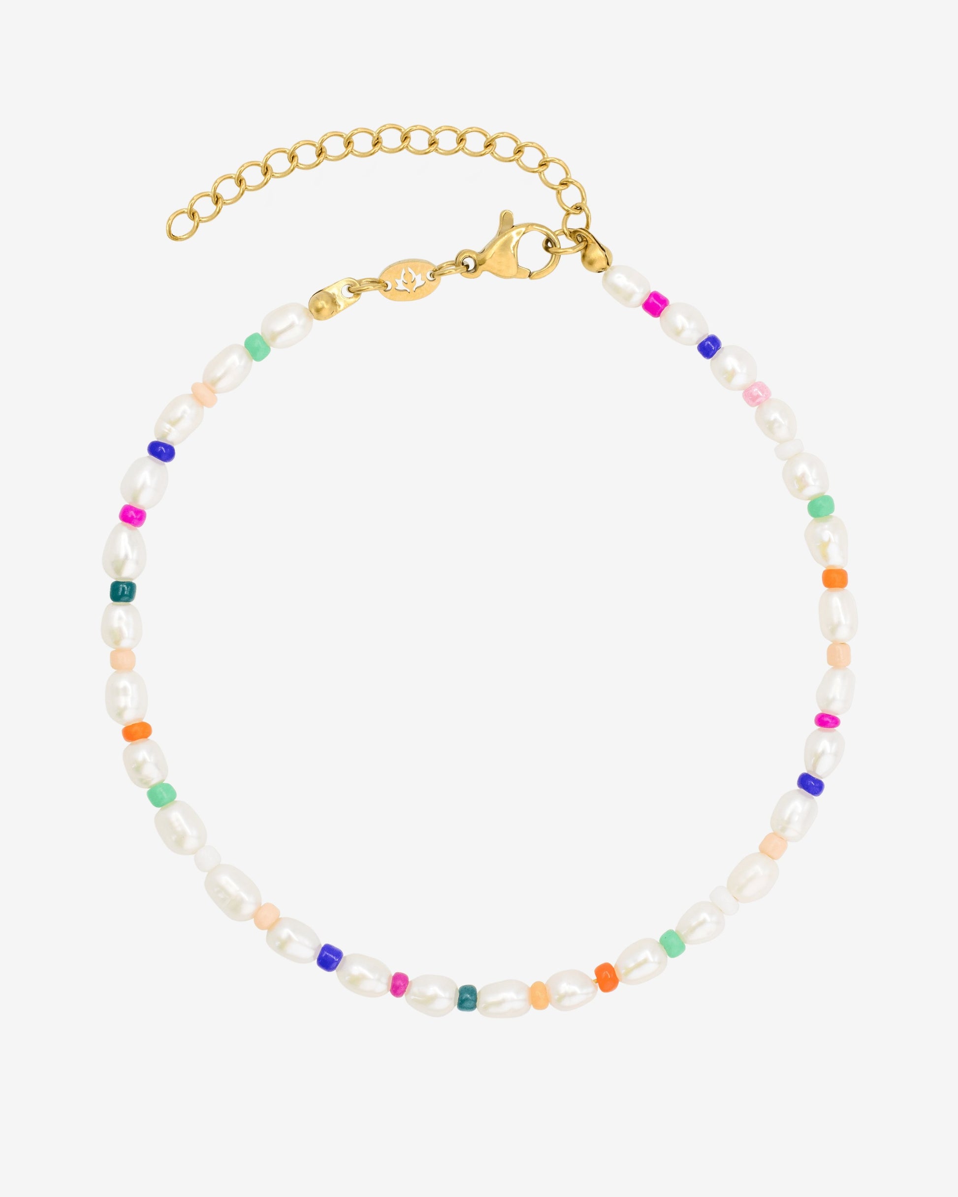 Rainbow Pearl Anklet Gold