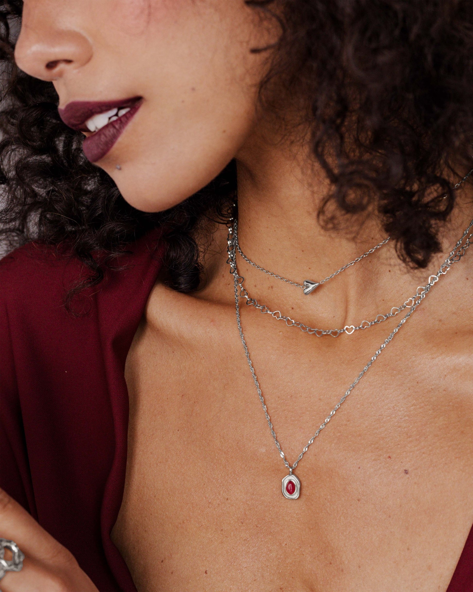 Heart after Heart Necklace Silver