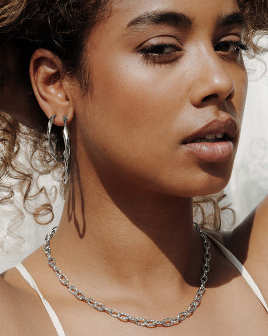 Sahira Hoop Studs Large Silver