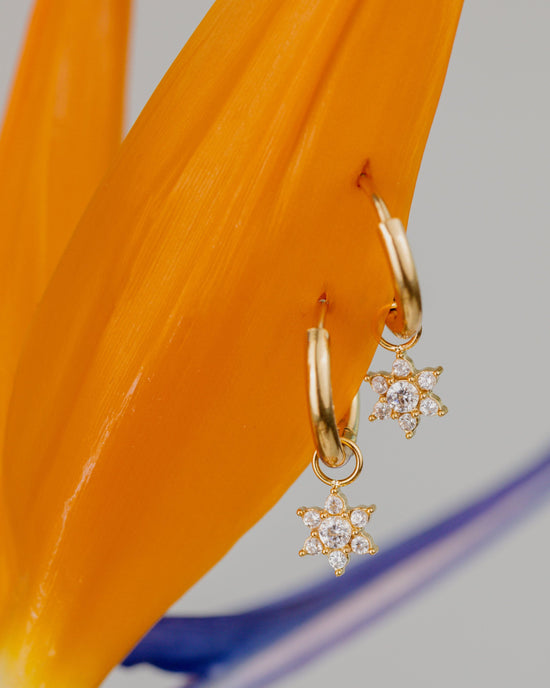 White Petal Hoop Set Small Gold