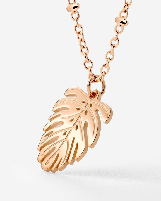 Monstera Leaf Necklace Rose Gold
