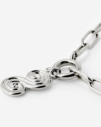 Serpent's Whisper Oval Links Necklace Silver
