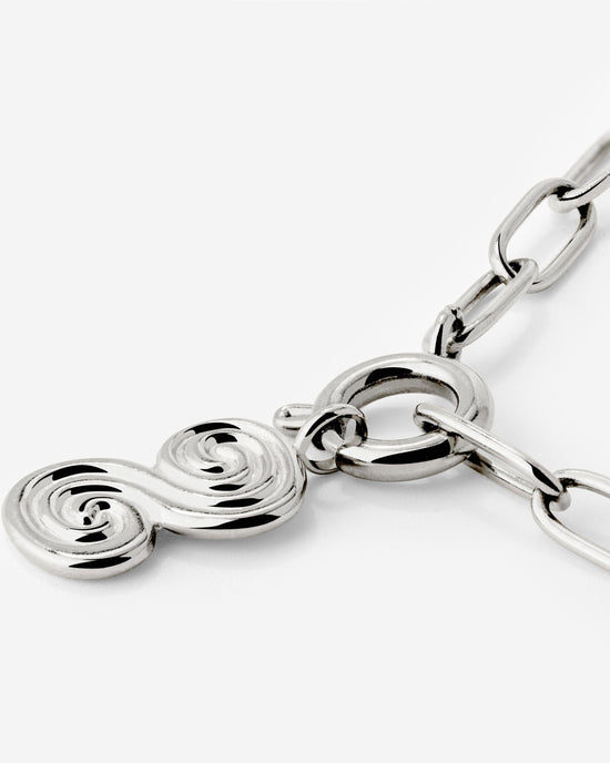 Serpent's Whisper Oval Links Necklace Silver
