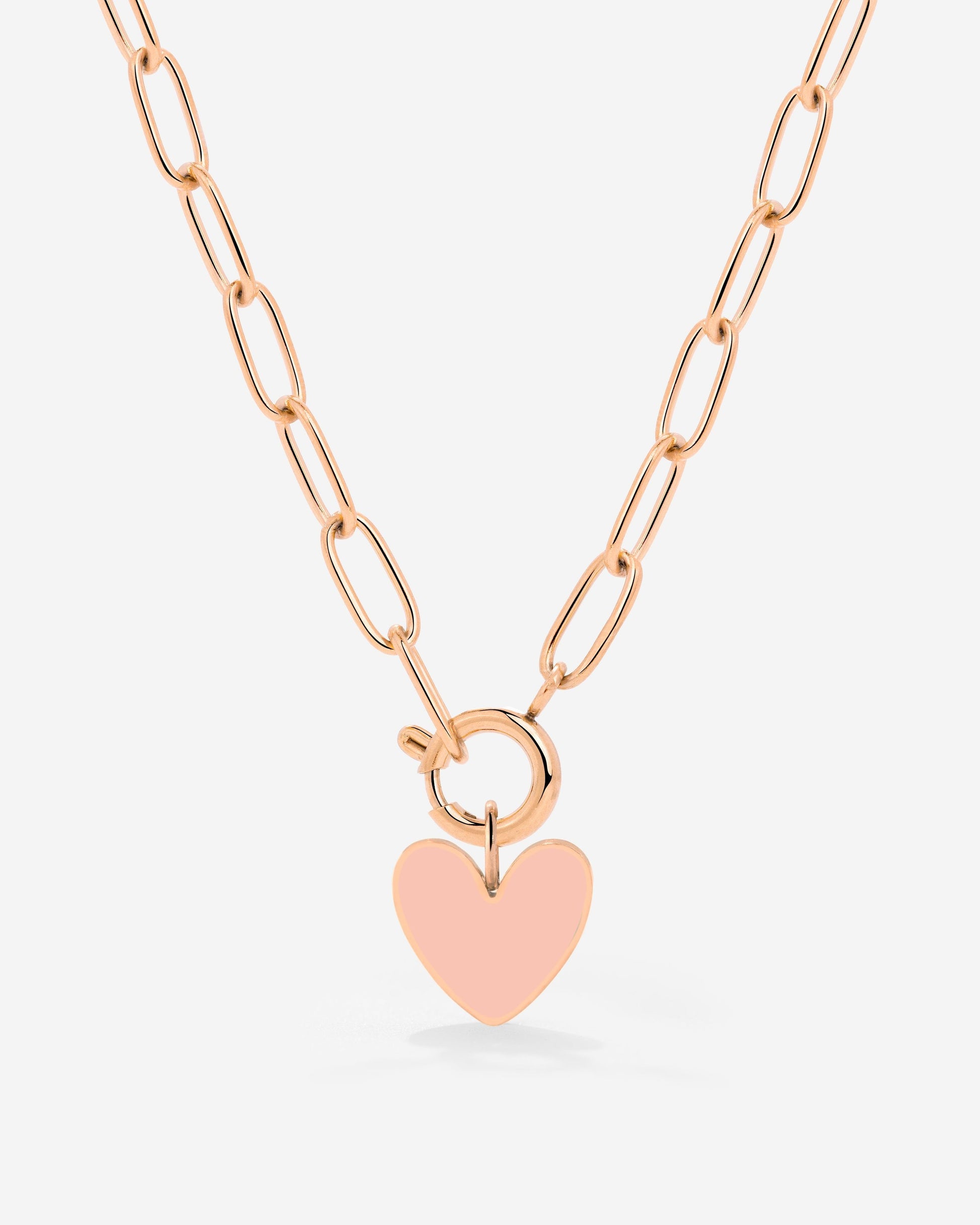 Pink Heart Oval Links Necklace Set Rose Gold