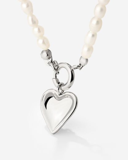 Heartie Pearly Necklace Set Silver
