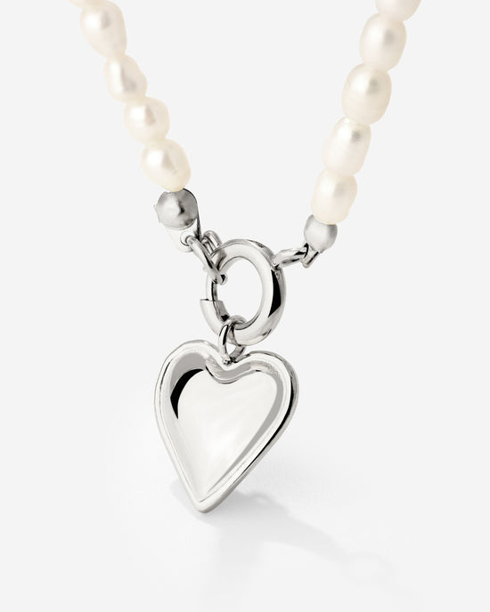 Heartie Pearly Necklace Set Silver