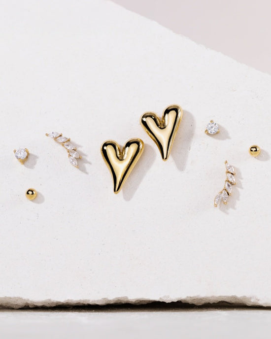 Sparkle Leaf Studs Rose Gold