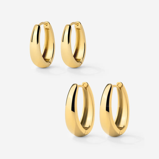 Seeker Hoop Bundle Stud Earrings Gold