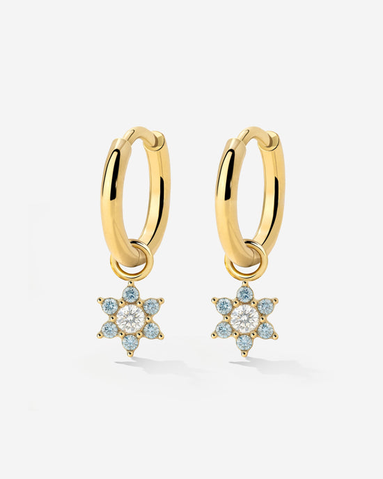 Blue Petal Hoop Set Small Gold