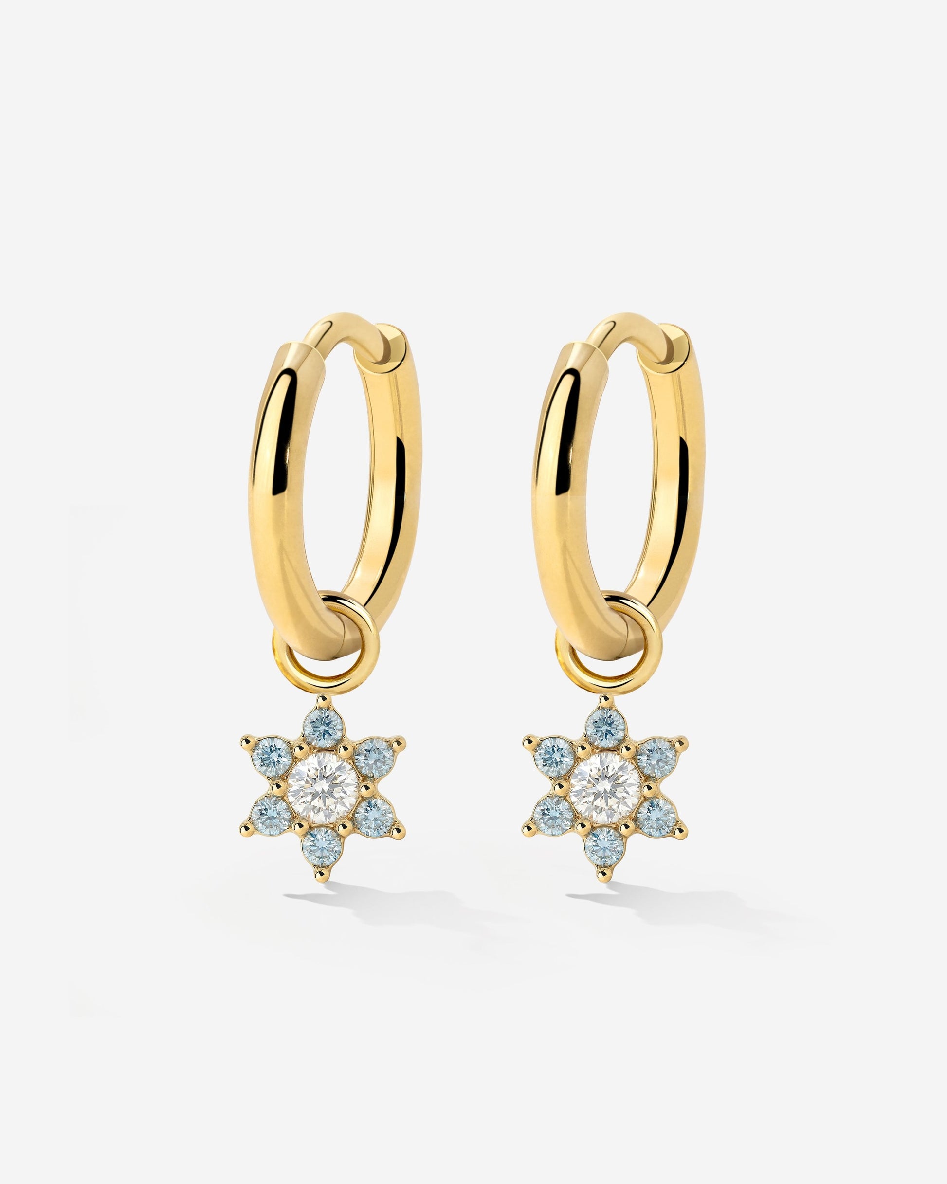 Blue Petal Hoop Set Small Gold