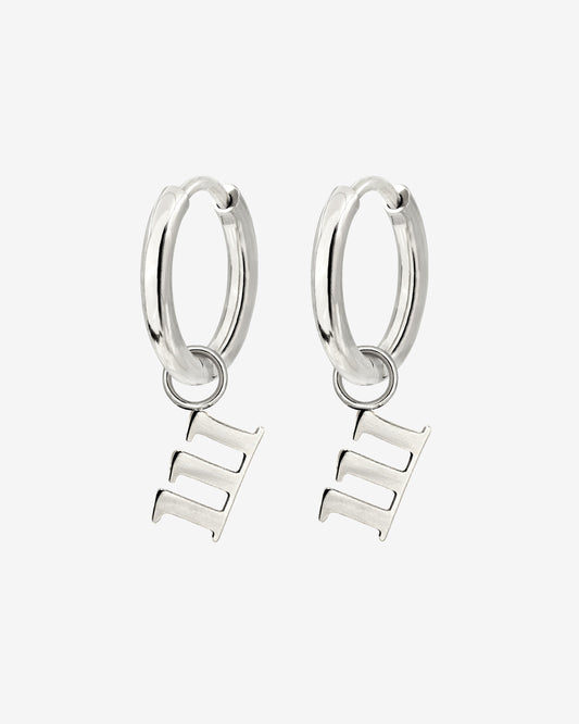 Angel Number 111 Hoop Set Small Silver