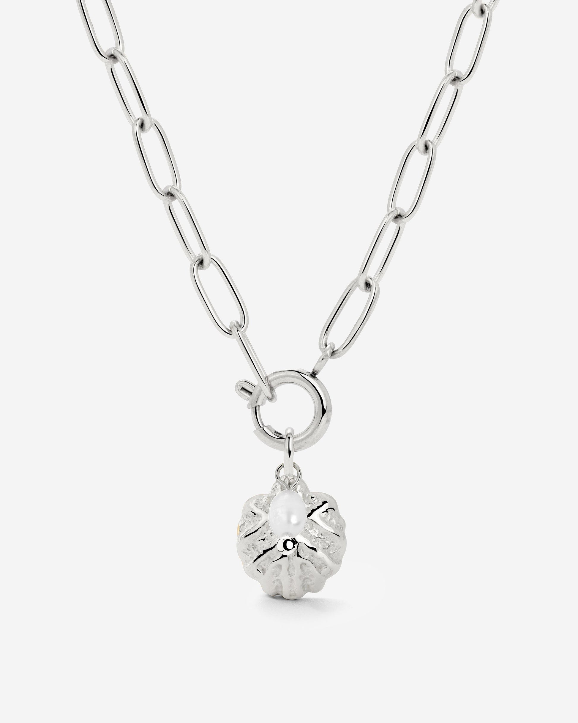 Ocean Lovers Oval Links Necklace Set Silver