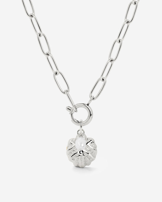 Ocean Lovers Oval Links Necklace Set Silver