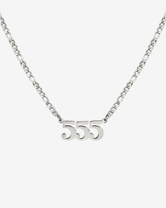 Angel Number Necklace Silver 555