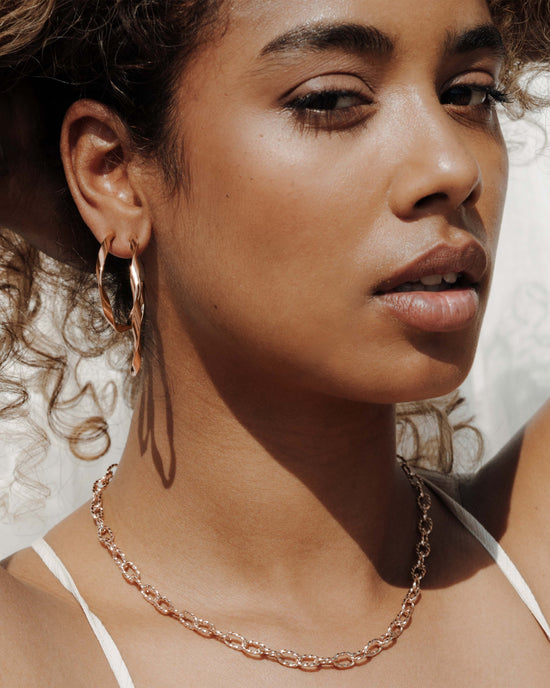 Sahira Hoop Studs Large Rose Gold