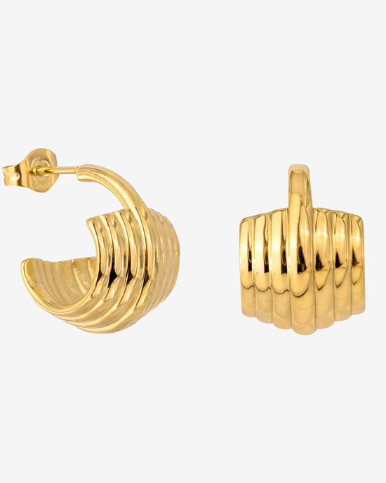 Winding Hoop Studs gold