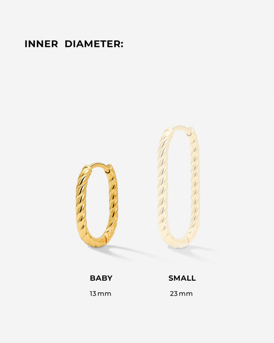 Oval Twisted Hoops Baby Silver
