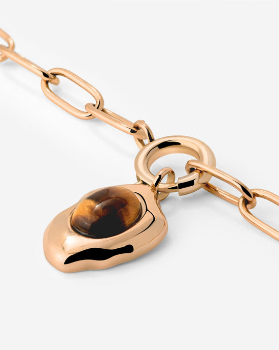 Tiger's Eye Oval Links Necklace Set Rose Gold