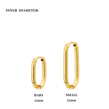 Oval Clean Hoop Set Gold