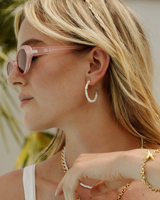 Puka Shell Hoop Studs gold