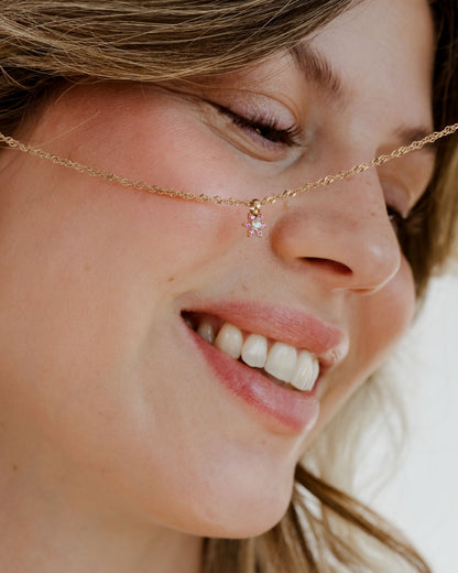 Sparkling Pink Petal Necklace Rose Gold