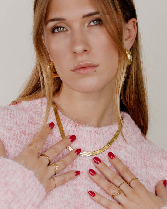 Bold Herringbone Necklace gold