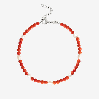 Coral Color Anklet Silver