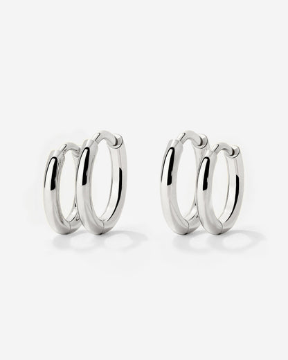 Clean Hoop Set Small Silver