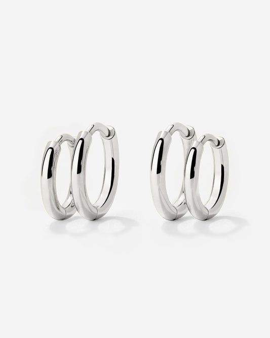 Clean Hoop Set Small Silver