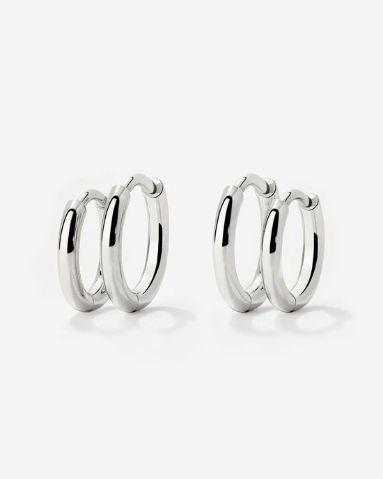Clean Hoop Set Small Silver