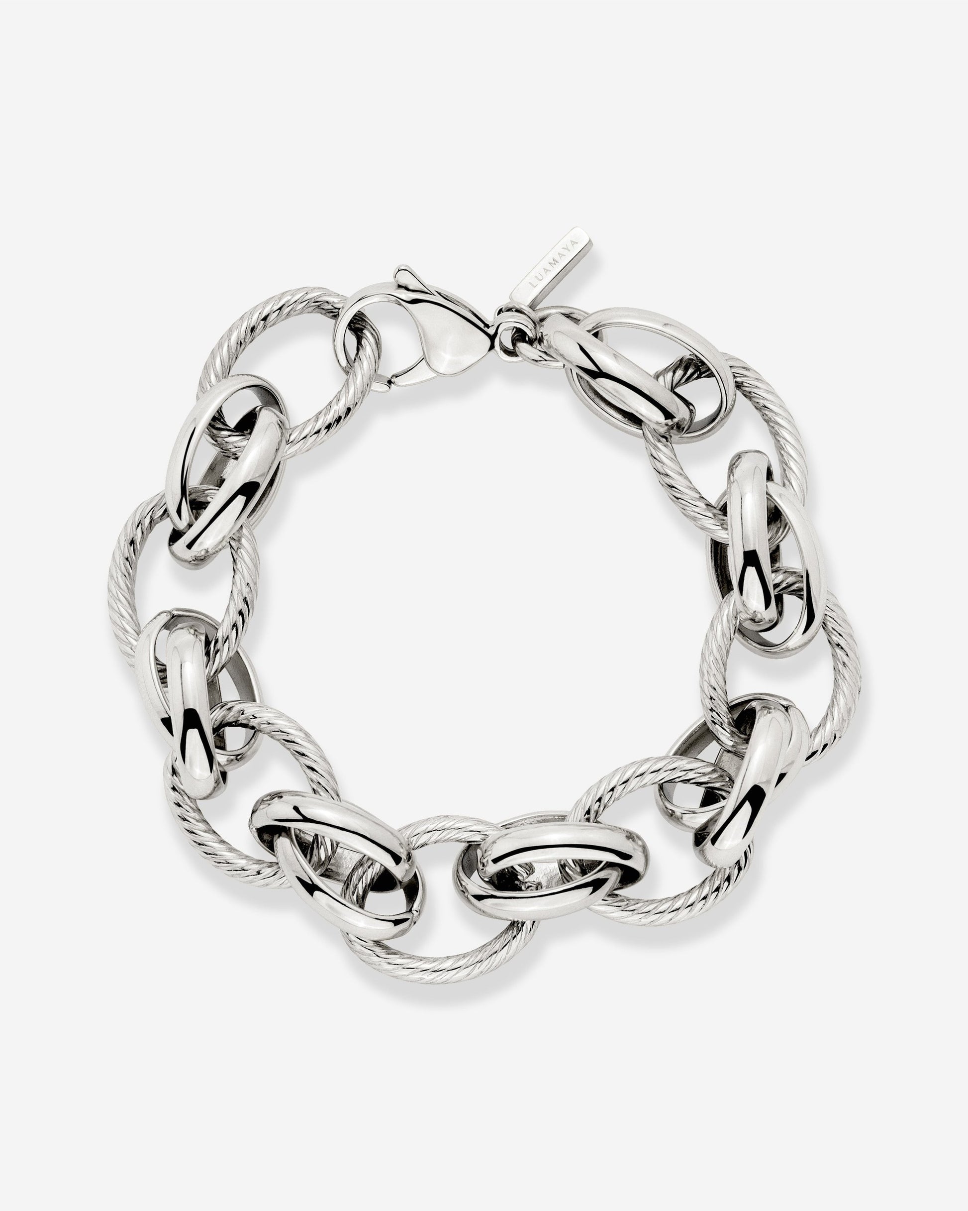 Chunky Twisted Links Bracelet Silver