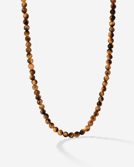 Tiger's Eye Bead Necklace Gold