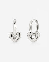 Phat Heart Hoop Set Small Silver