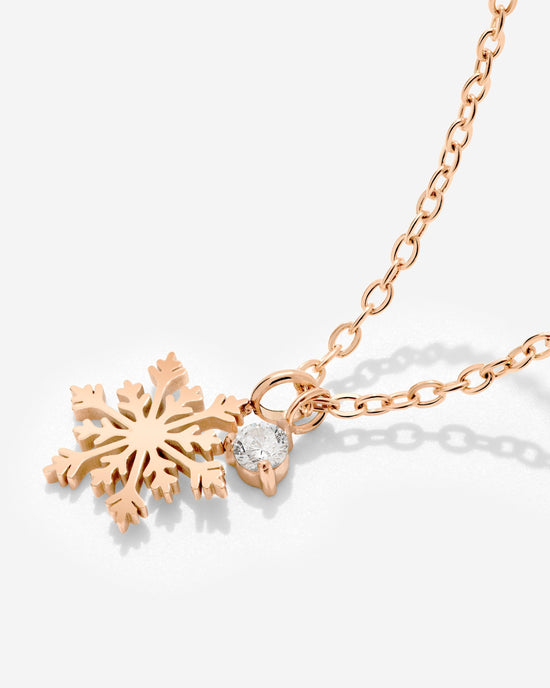 Sparkling Snowflake Necklace Rose Gold