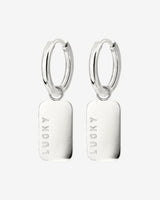 Lucky Pendant Hoop Set Small Silver
